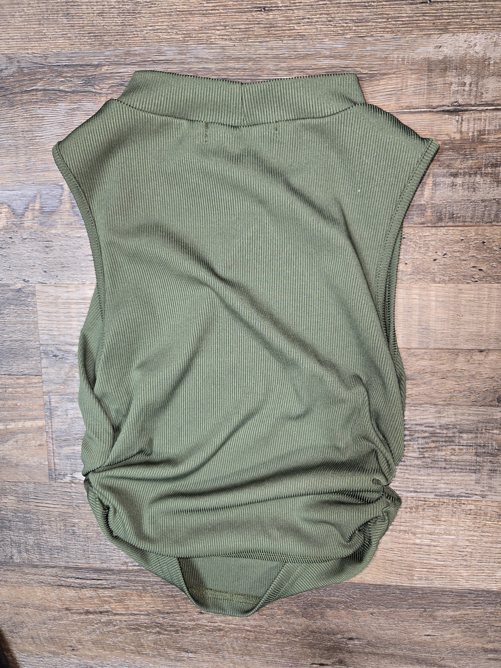 Olive Ribbed Mock-Neck Tank - Picture 3 of 5